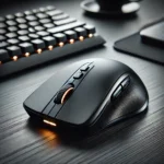 DALL·E-2025-02-06-19.43.24-An-ergonomic-wireless-mouse-with-customizable-buttons-sleek-black-design-and-a-glowing-LED-indicator-placed-on-a-modern-workspace-desk.webp