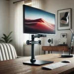 DALL·E-2025-02-06-19.45.18-A-sleek-and-modern-adjustable-monitor-stand-with-a-black-aluminum-frame-supporting-a-widescreen-monitor-on-a-stylish-desk.webp